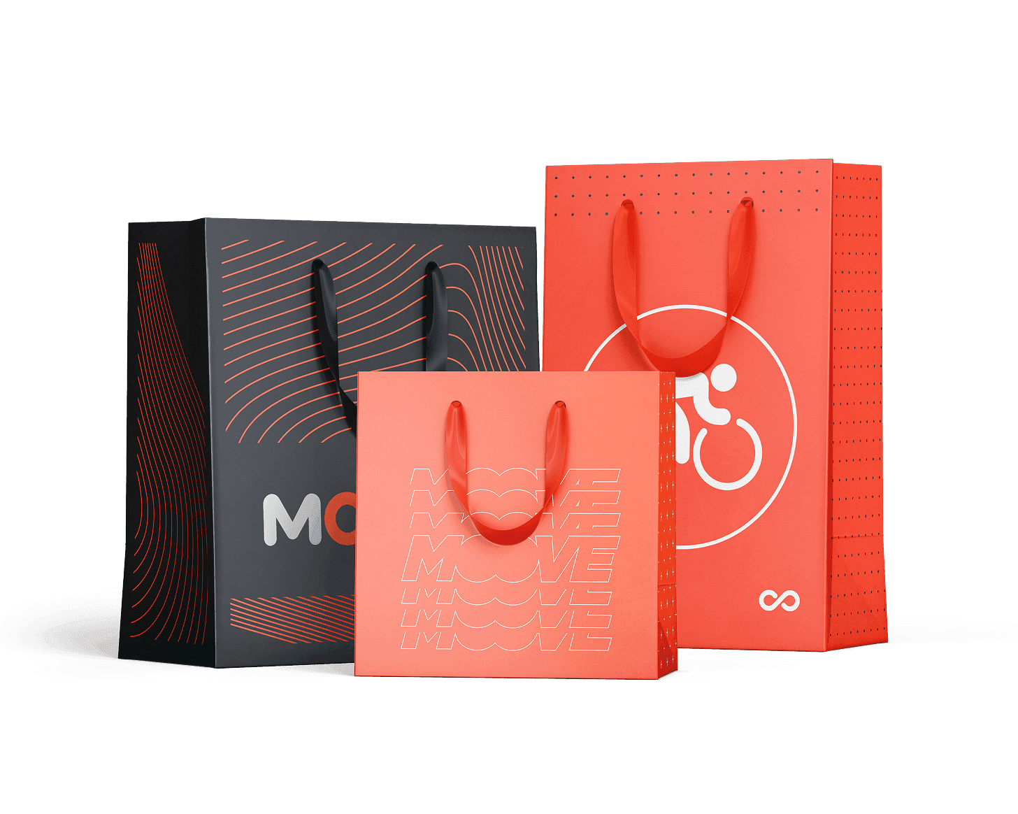Moove branded tote and gym bags