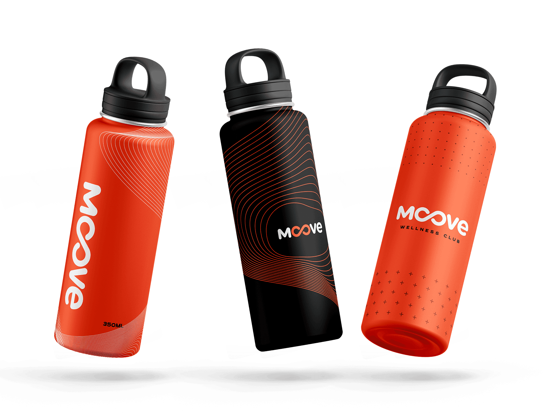 Moove branded water bottles and drinkware