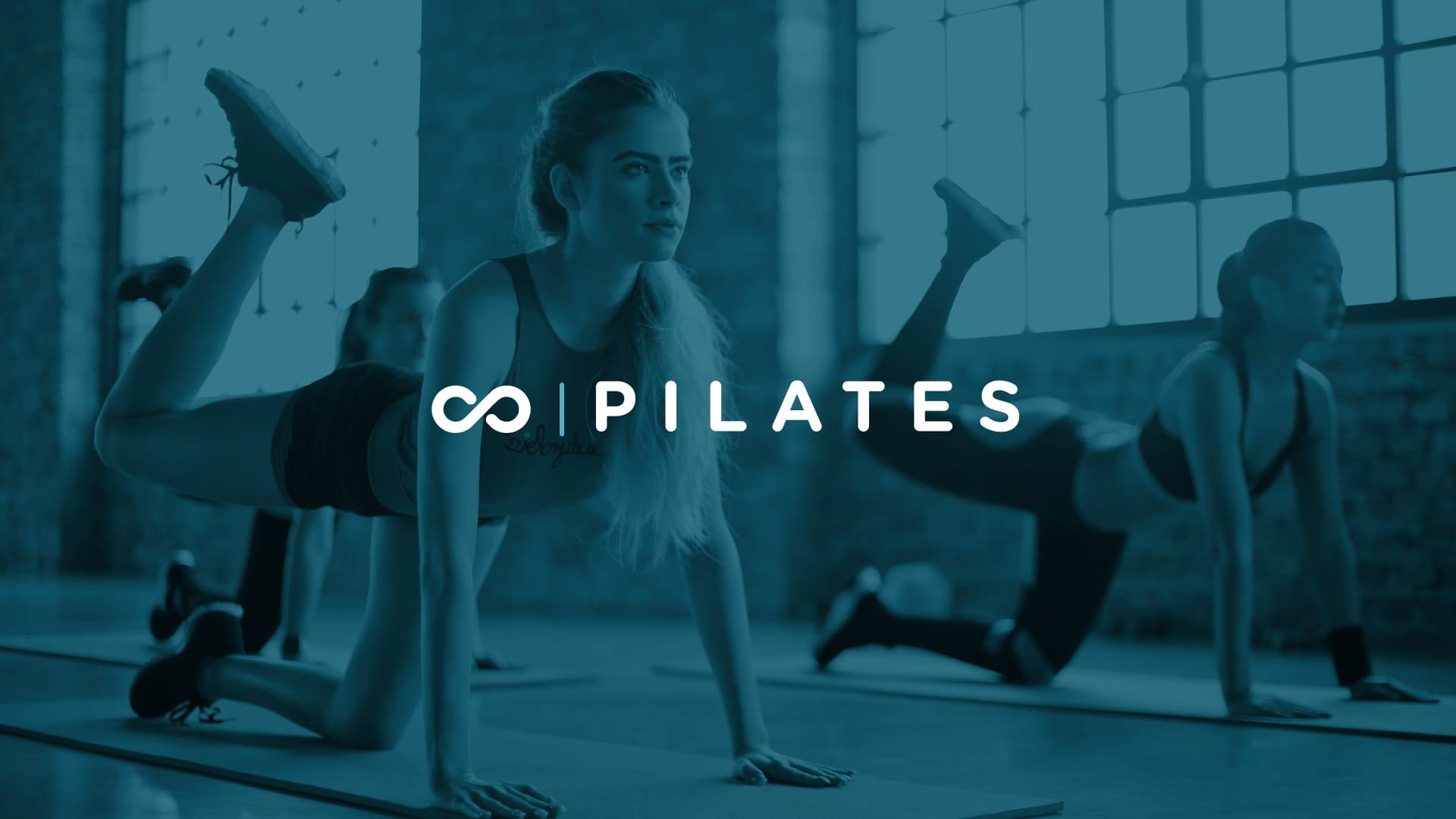 Moove pilates campaign: brand icon over studio photography